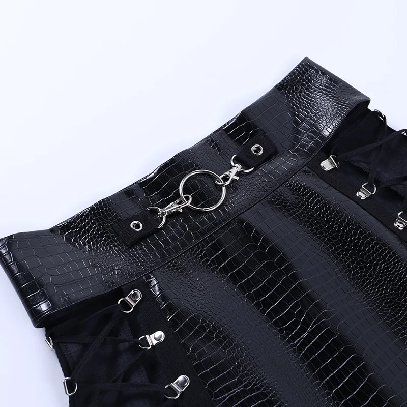 Women Sexy Y2k Skirt High Waist Harajuku Punk Gothic Slim Mini Skirt Black Club Bandage Drawstring Hollow Out Skirt Summer tartan skirt