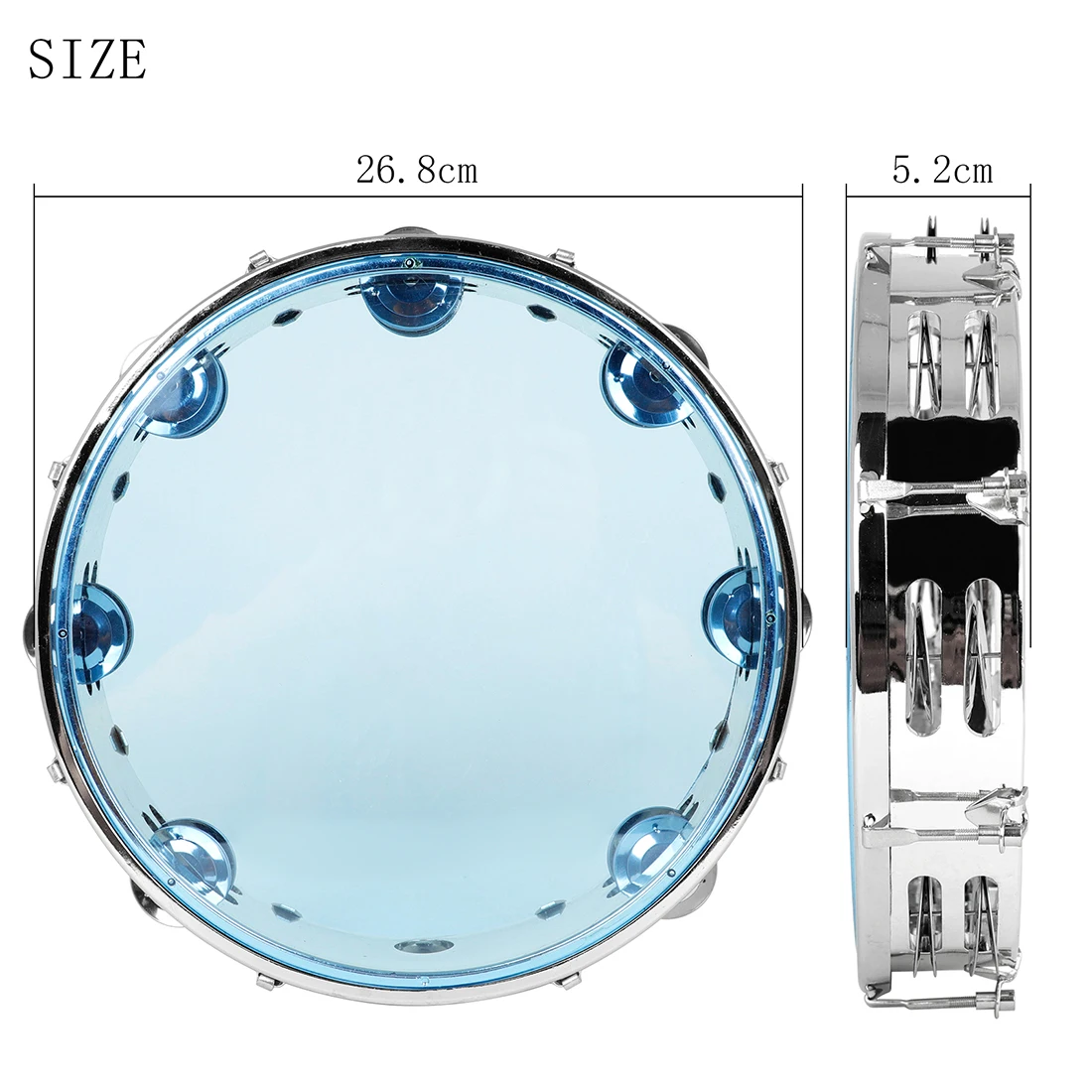 M MBAT 10 Inch Orff Tambourine Adjustable Tone Hand Drum Double Row Drum for Christian Dance Tambourine Percussion Instrument