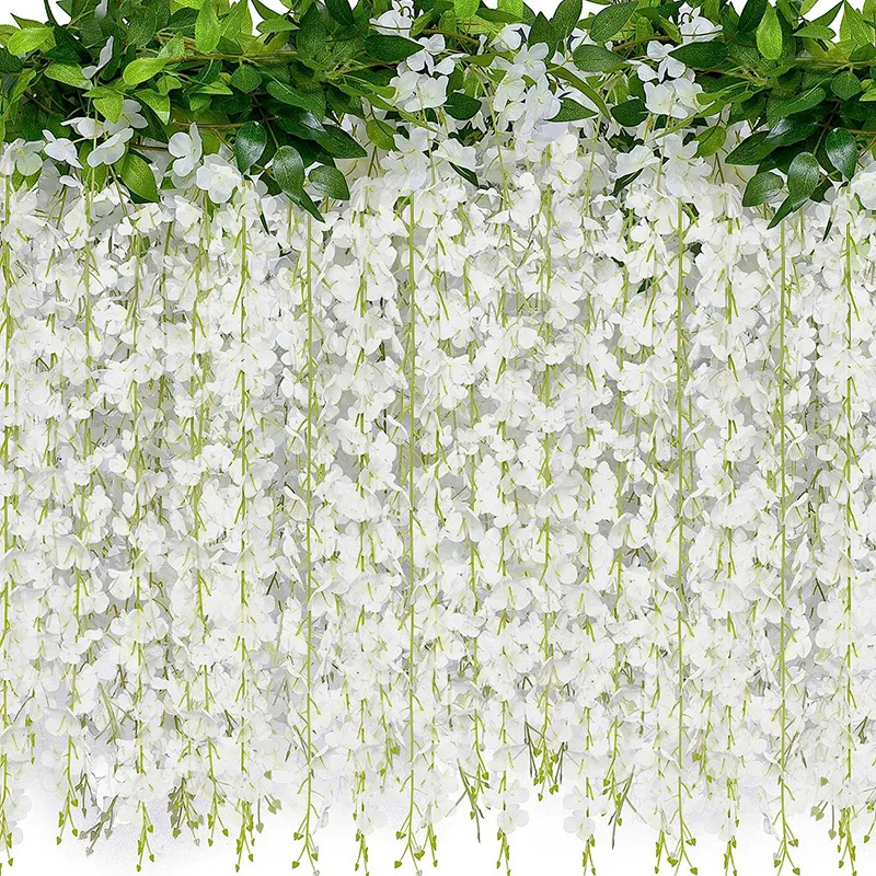 180CM 10 Branches Artificial Wisteria Flowers Vine Garlands Hanging Flower for Home Garden Office Party Wedding Wall Decoration
