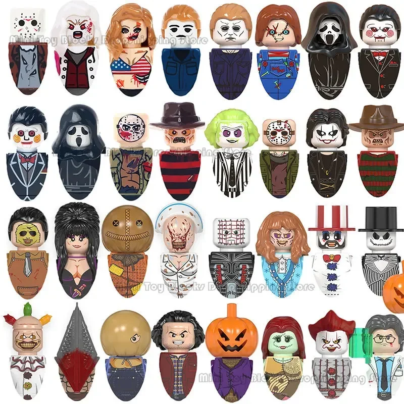 WM6075 WM6101 WM6102 WM6003 Halloween Horror Building Blocks The Shining Silent Hill Bricks Jack Pyramid mini Action toy Figures michael myers the raven ghostface scream freddy krueger beetle juice child s play building blocks mini action figure toys wm6075