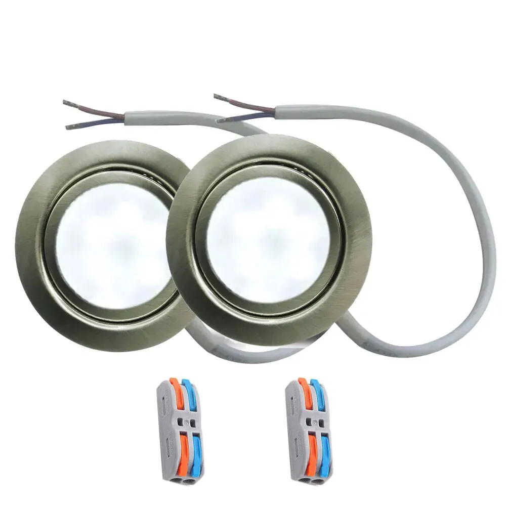 2-Piece Mini LED Downlight 2.5W 60mm Cut Hole Cabinet Light Recessed LED Counter Showcase Bookshelf Light Bulb Kitchen