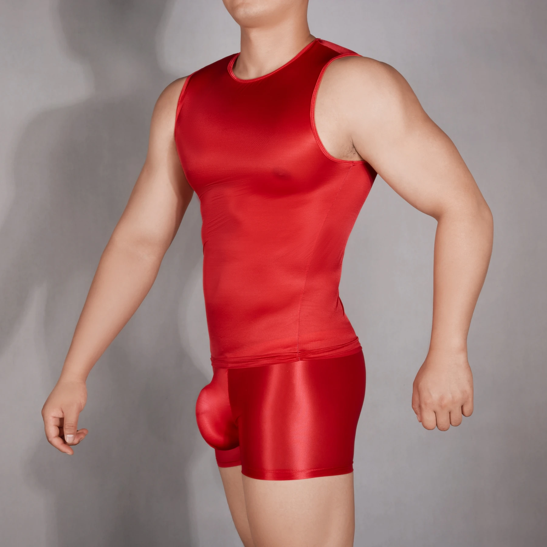 Men Underwear Cotton Vest Men Undershirt Sports Sleeveless Vest Cotton Sleeveless T Shirt Men Sexy Vest Oil Glossy See Through Undershirt Stretchy Sleeveless Tank Male Thin Sheer Ice Silk Soft Sleepwear Exotic Allure
