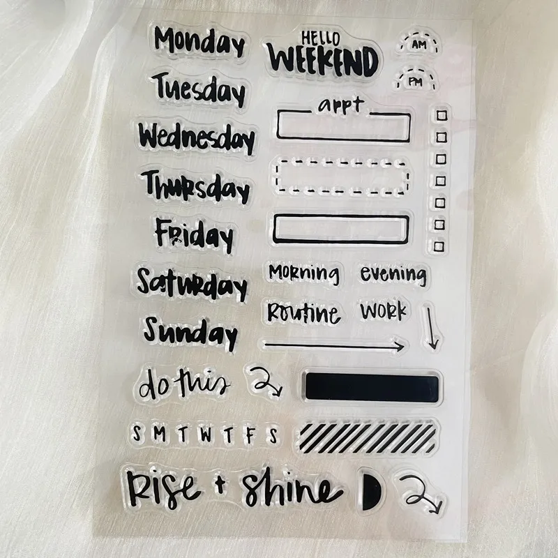 planner week Clear Stamp Transparent Silicone Stamp Seal Sheet For Scrapbooking Photo Album Decoration