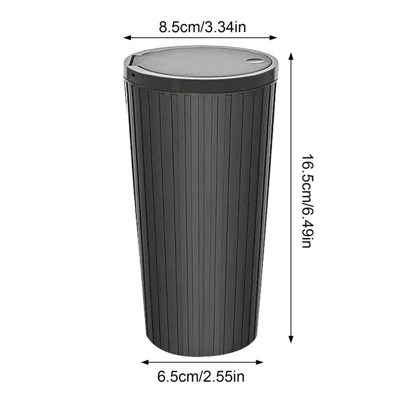 Car Mini Trash Bin Portable Large Capacity With Lid Fits Armrest Cup Holder