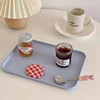 Candy Color Wheat Straw Storage Tray Ins Korean Style Rectangle Dining Tray Nordic Fruit Dessert Plate Kitchen Accessories 트레이 3