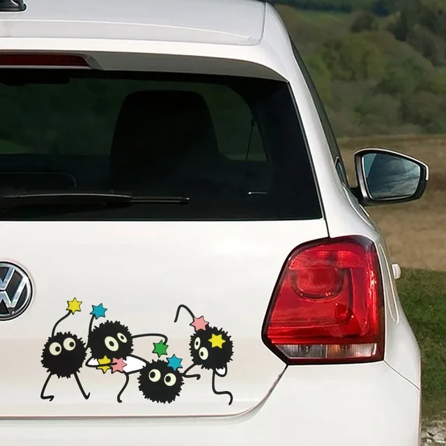 Cartoon Soot Sprite Car Sticker Decal Ghibli Anime Waterproof Susuwatari Auto Vehicle Window Bumper Hood Bed Side Decor