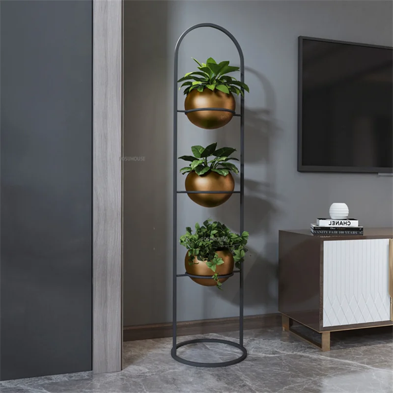 Modern Minimalist Black Iron Flower Shelf Indoor Living Room Green Dill Plant Shelf Flower Pot Stand Balcony Home Furniture Z