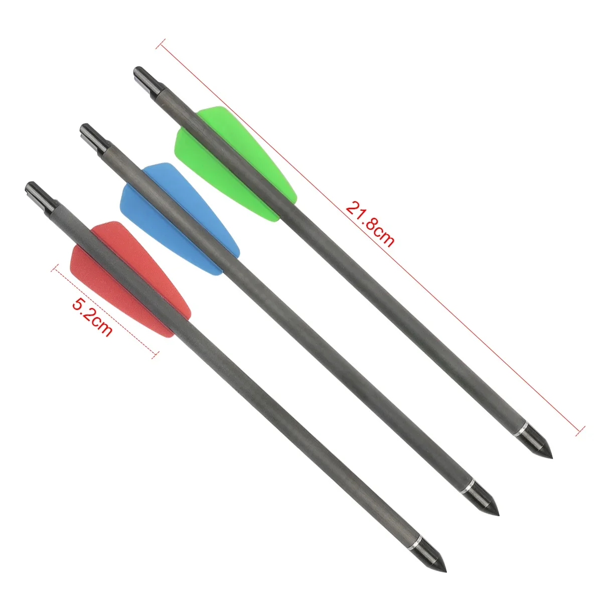 

12 шт. стрельба из лука 7,5/15 дюймов 7,5 мм карбоновый вал короткая арбалетная стрела с фиксированным эластичным Nock 2 перья 100 Зернистость