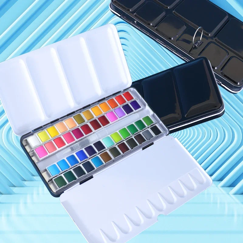 Artist Tin Box Solid Watercolor Paint 24 Colors Student College-level Large Pearlescent Color Fountain Pen