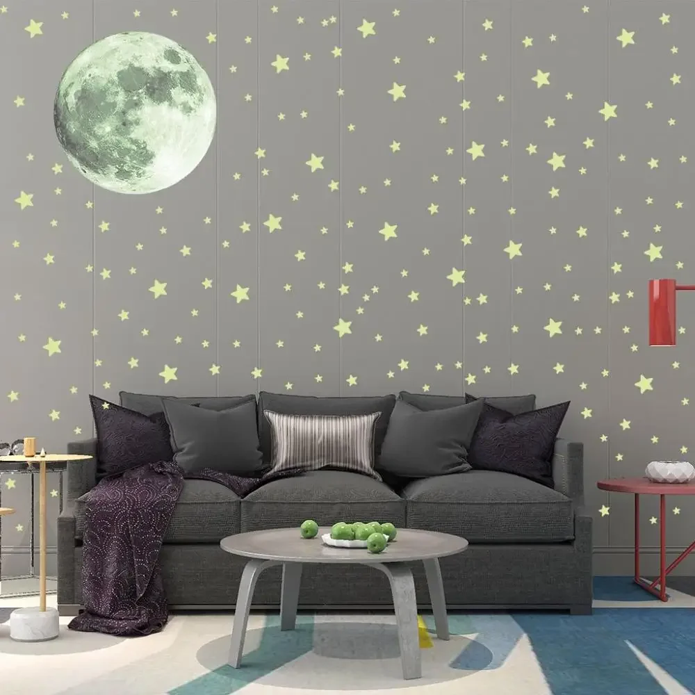 Selbstklebende Vollmond-Leuchtende Aufkleber Kinderzimmer DIY 3D Im Dunkeln Leuchtende Mond-Sterne Wandaufkleber – Detail 9