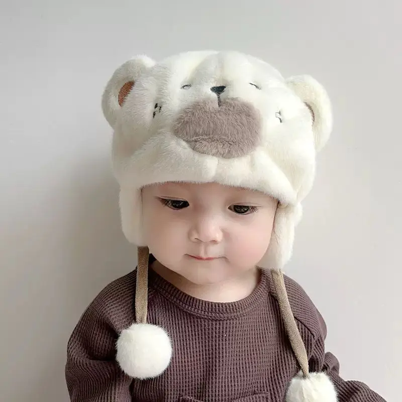 Baby Hats Autumn Winter Super Cute Male Female Baby Pullover Hat Thickened Warm Ear Protection Hat Winter Kids Hats geometric love flower keychain pendant creative personality car school bag cute male and female key chain ring 3d girl gift