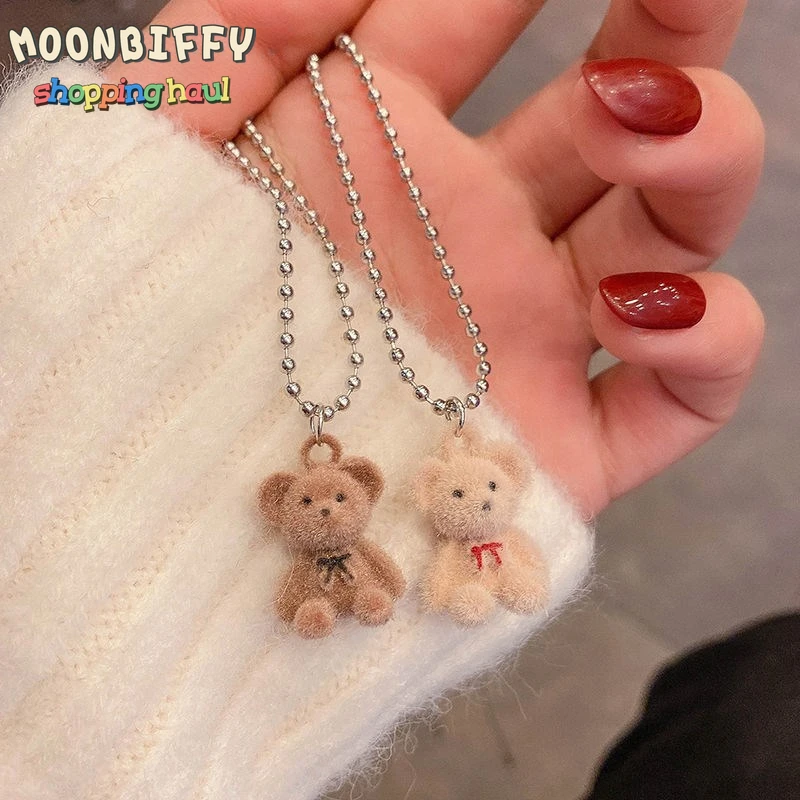 

Plush Bear Plush Animals Cute Pendant Necklace for Girl Women Fashion Bear Long Sweater Neck Chain Necklaces Cute Collar Jewelry
