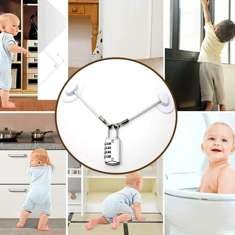 1 pc Adhesive Baby Safety Freezer Lock With Padlock Security Fridge Refrigerators Door Child Proof Window Lock Drawer