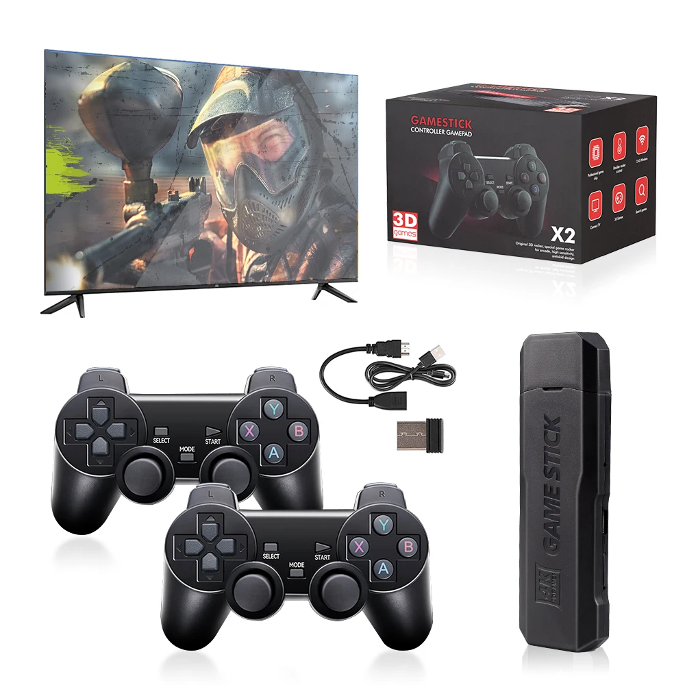 Video Game Stick 4K Console 2.4G Double Wireless Controller 40000 Games 128GB Retro Games for TV Boy