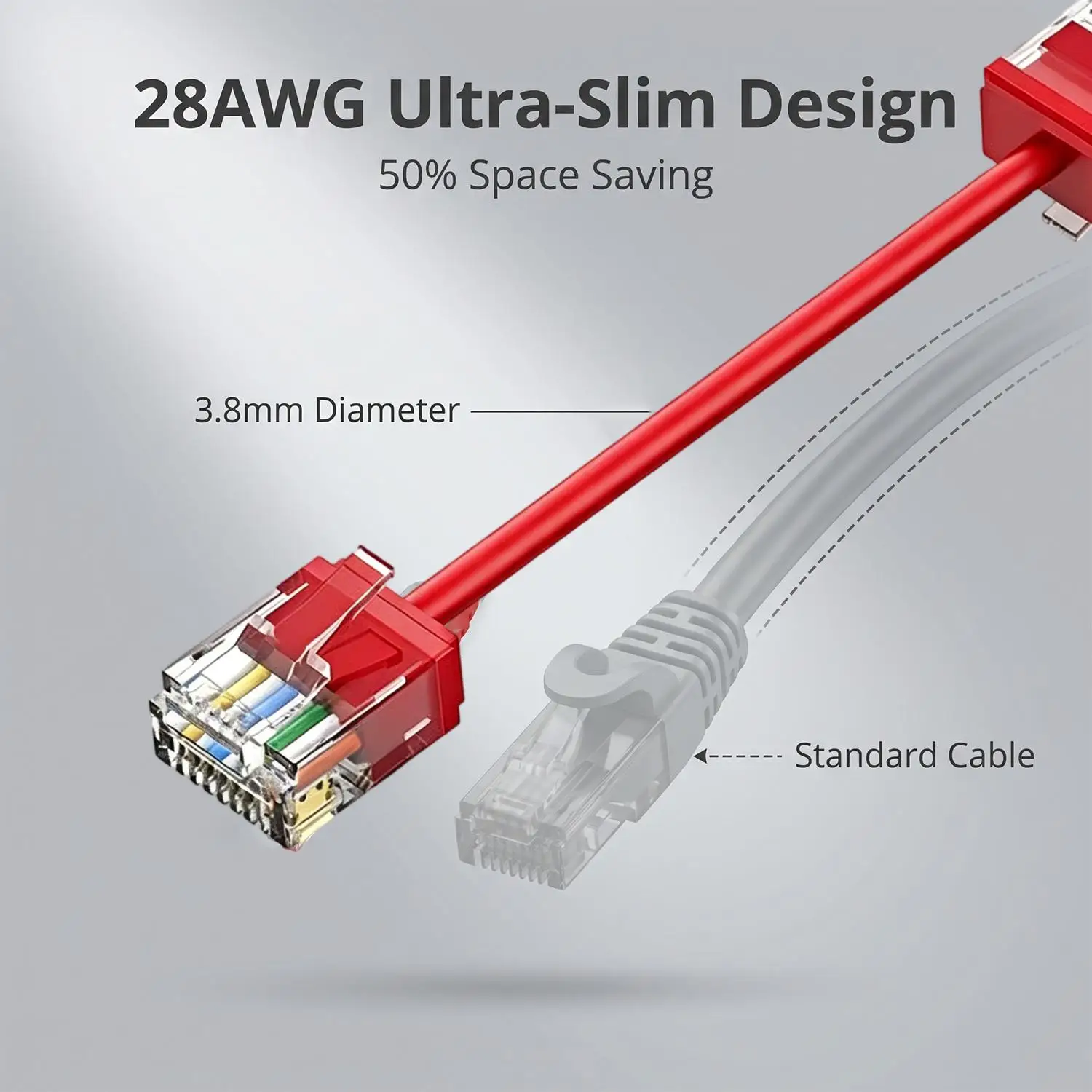 1-10Pcs Cat6A 슬림형 짧은 이더넷 케이블 10Gbps CAT 6A 홈 오피스 용품용 고속 UTP 이더넷 패치 네트워크 케이블
