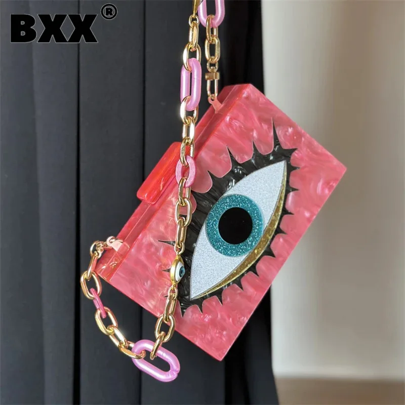 

[BXX] Niche Design Acrylic One Shoulder Bag For Women 2023 New Big Eye Printed Moulding Crossbody Bags Female Mini Handbag Y1116