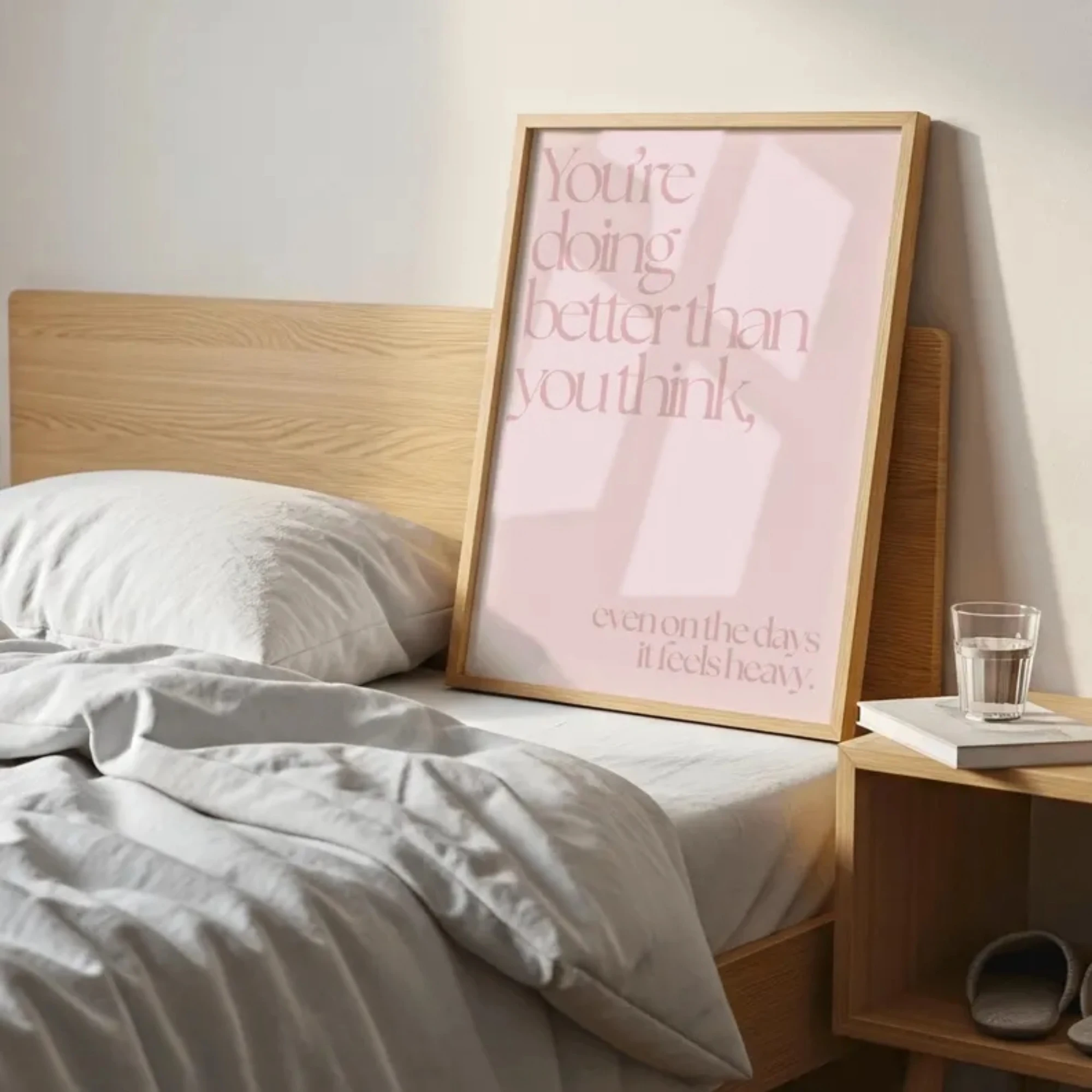 Pink Rest Quote Minimalist Wall Art Canvas Print