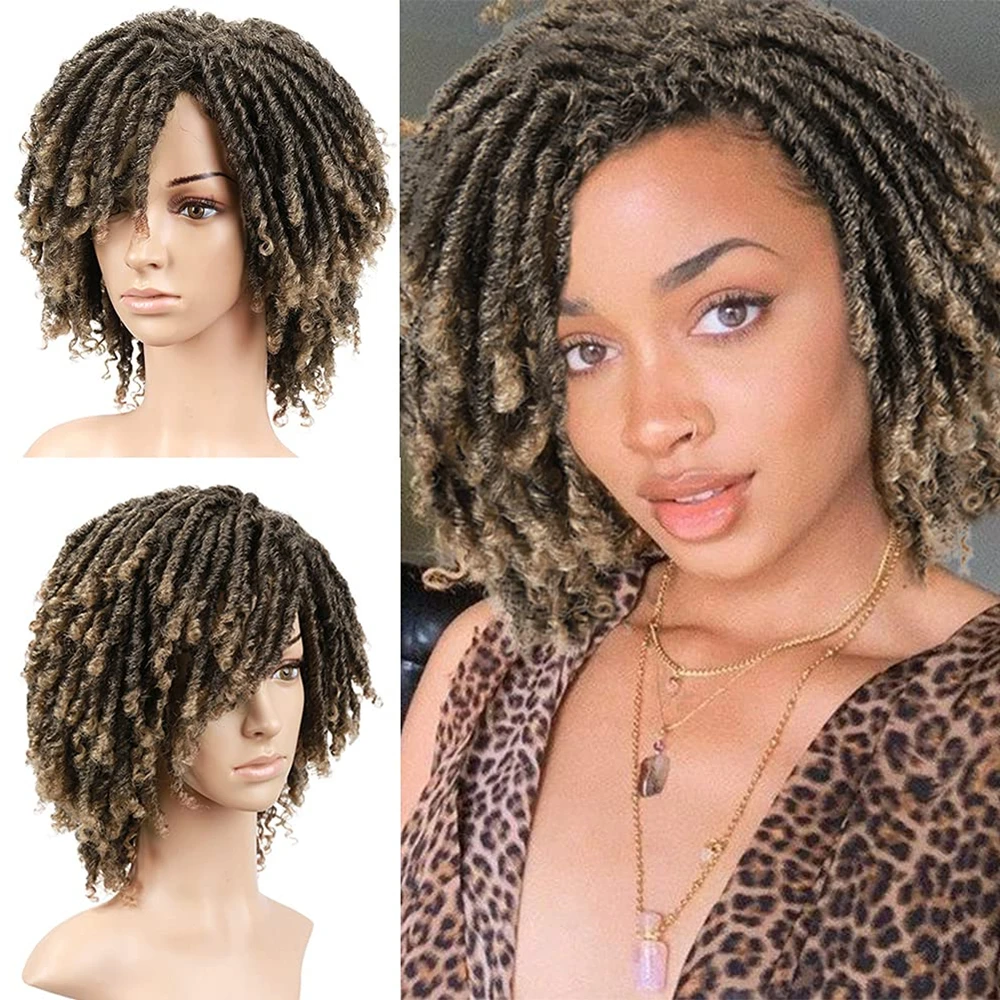 

Faux locs Afro African Hairstyle Braided Wigs Synthetic Wigs for Black Women Faux locs Short Black Crochet Twist Fiber Hair Wigs