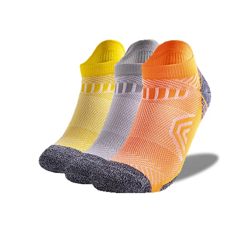 3Pairs/Lot Coolmax Cotton Socks Man Women Sport Running Sock Cycling Riding Bicycle Bike Football Breathable Basketball Sox yellowgrayorange