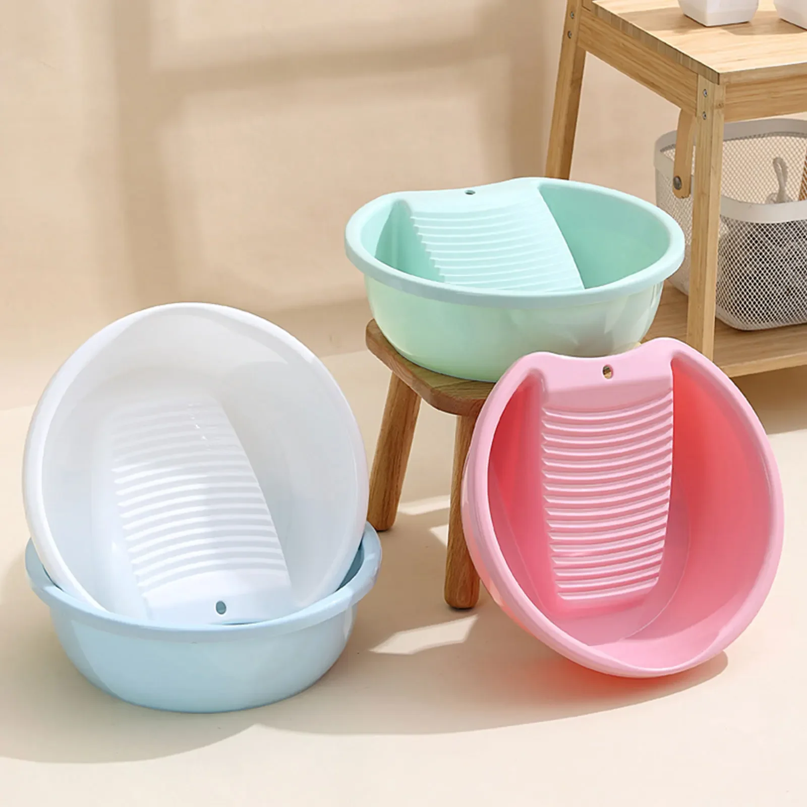 Laundry Washbasin Washboard Basin Convenient Non Slip Plastic Washboard Washing Clothes Laundry Basin for Clothes T Shirts Blouses Socks Hand Wash