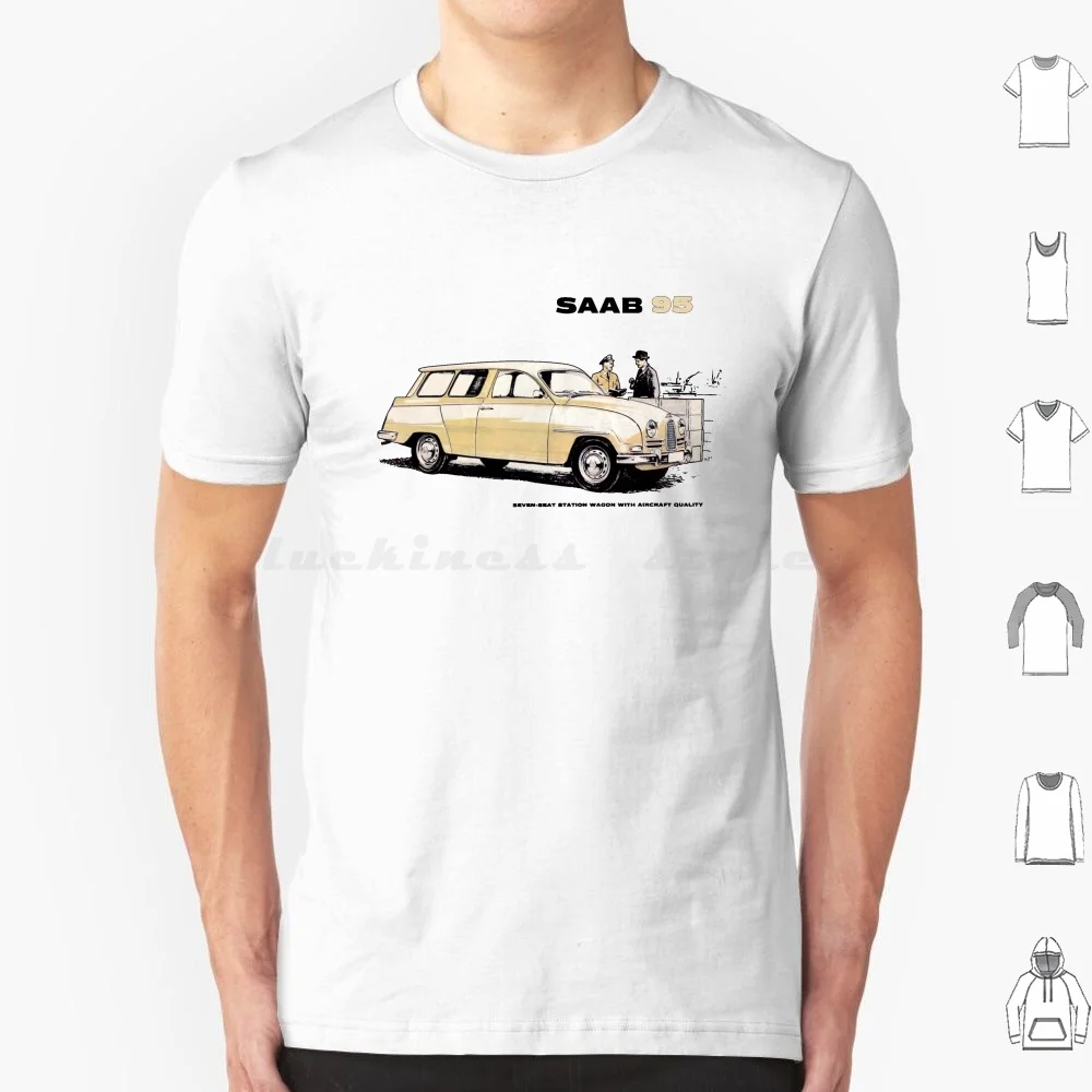 Saab 95 T Shirt Big Size 100% Cotone Saab 95 Saab 96 Saab 99 Saab 900 Saab 9000 Turbo Svezia Svedese Trollhatten Auto 1950S