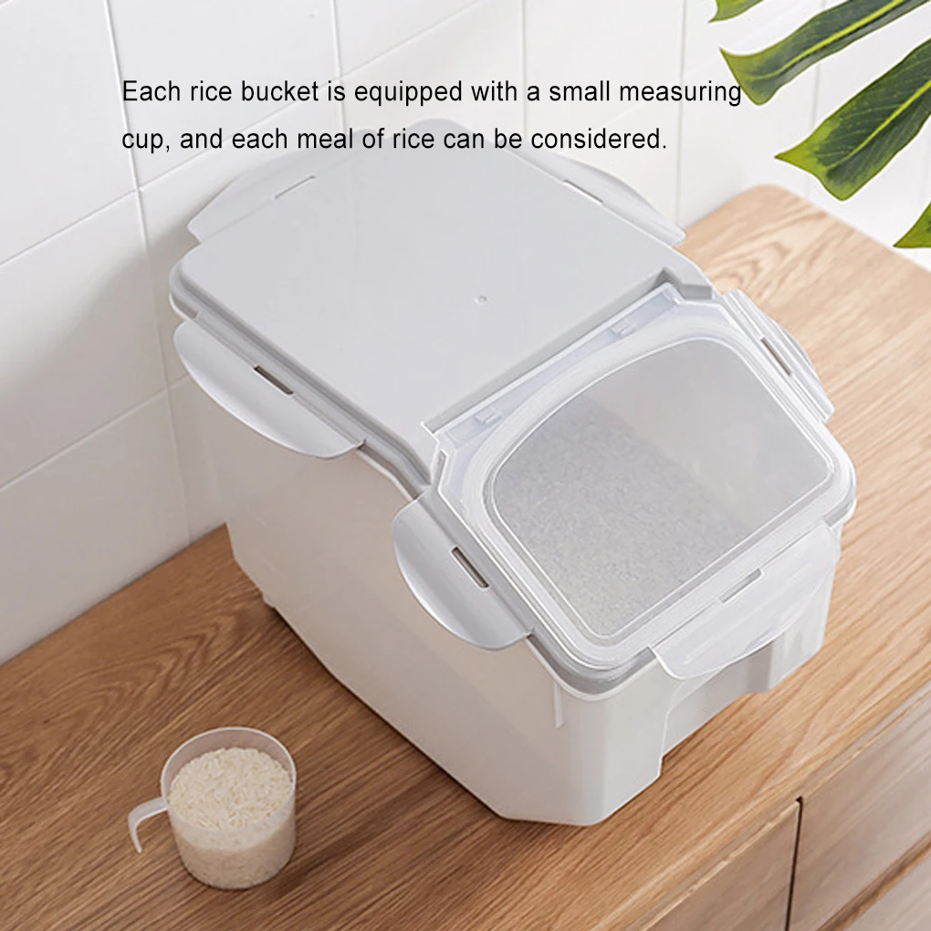15KG Rice Bucket Tank Moisture-proof Sealed Rice Storage Box Insect-proof Cereal Grain Pet Food Container Kitchen Storage Box 2
