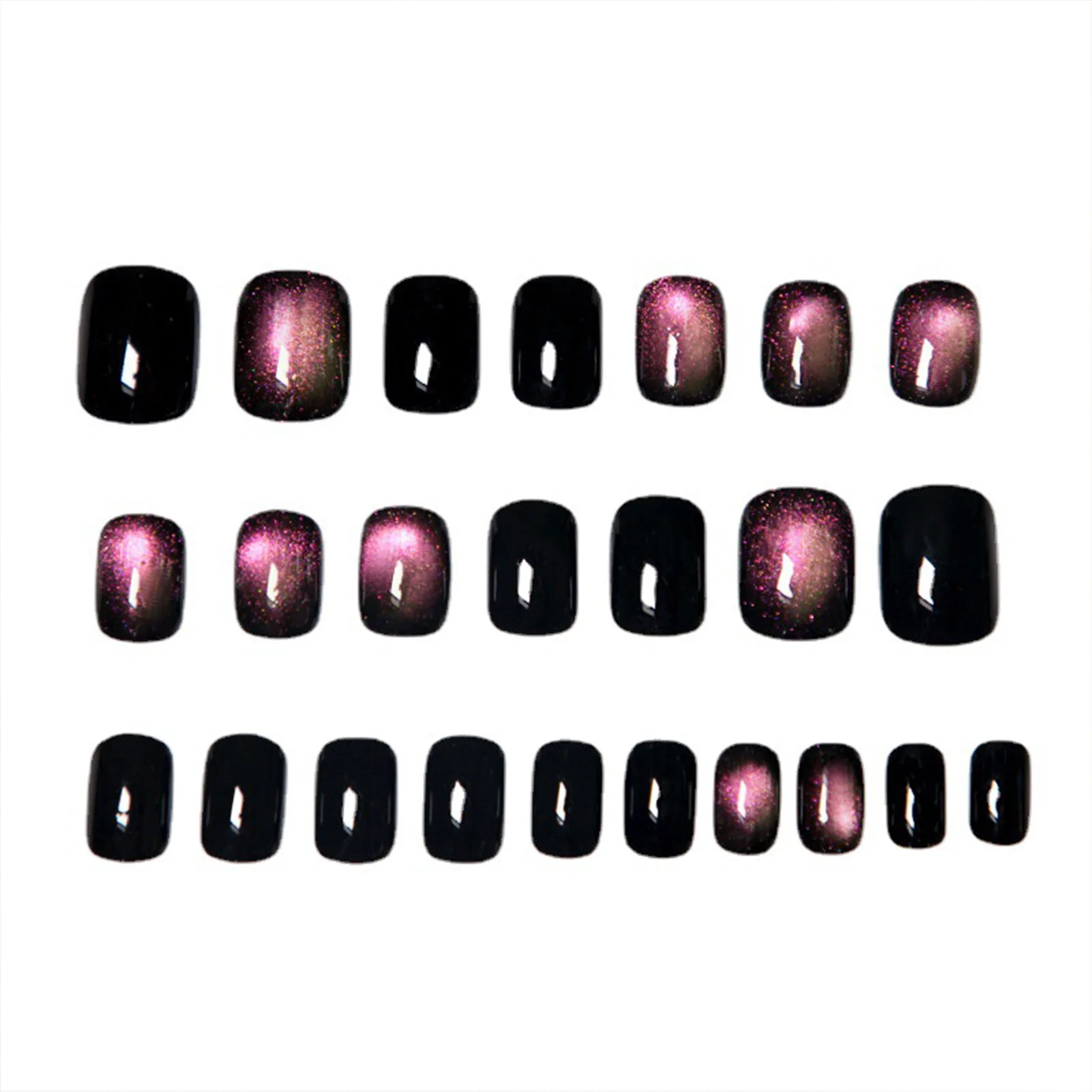

Black Cat-Eyes Short False Nails Durable & Not Easy to Be Scratched Nails for Elegant Office Ladies