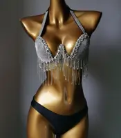 2024 Bikini Set Women Diamante Carnival Bra rhinestone Tassel Night Club Panties Rave Festival Bikini Set Burning Man Outfit 5