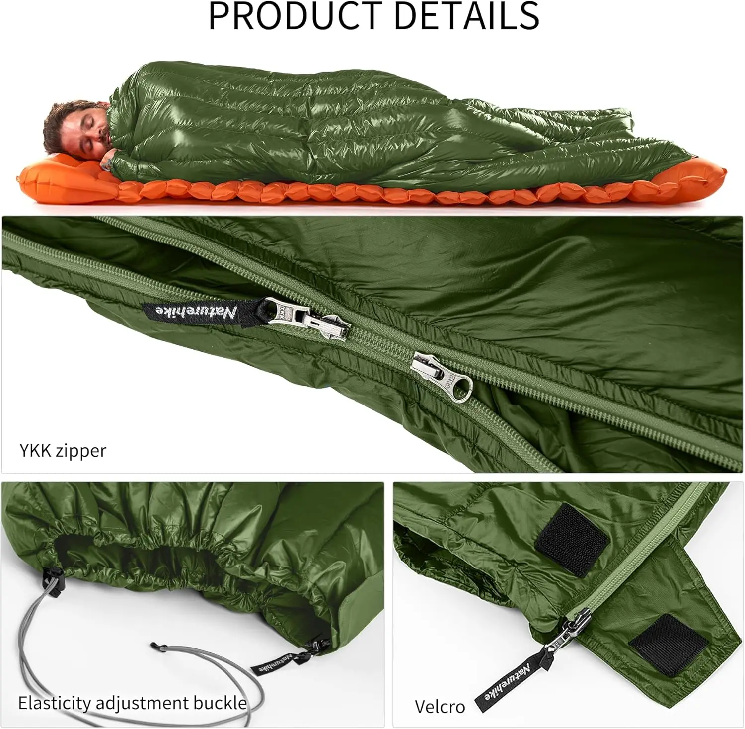 1.26lbs Ultralight Sleeping Bag, 650/750 Fill Power Down Sleeping Bag, Cold Weather Compact Lightweight Envelope