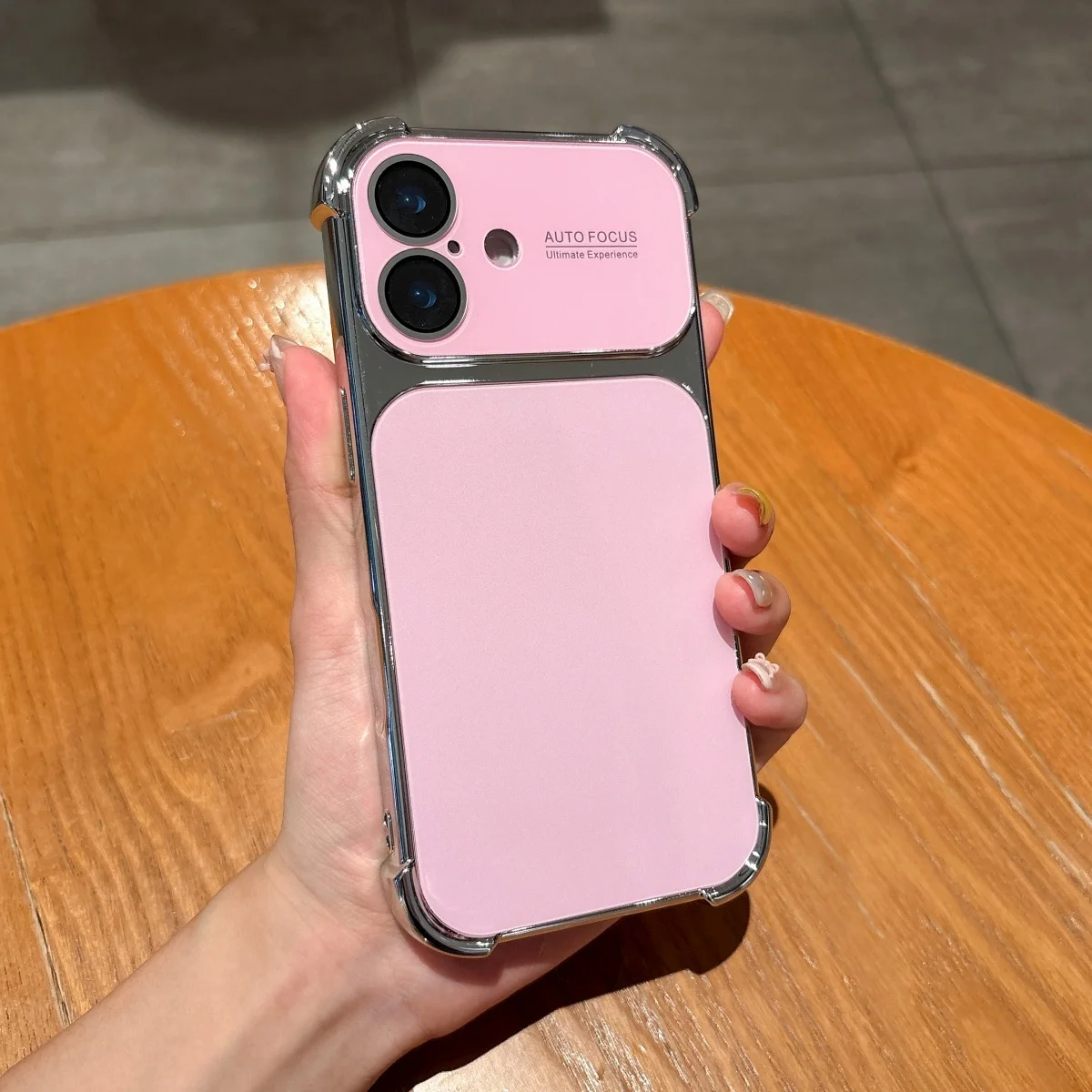Official Plating Large Window Orange Phone Case with Four-Corner Anti-Fall Camera Protector