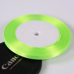 Silk Satin Ribbon Roll - 22 Meters, 6mm Wide - Ideal for Gift Wrapping, Party Decor, and DIY Crafts (NO 57 Neon Green)