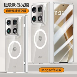 Magnetic 360° Electroplated Transparent Hard Shell Case - Moto razr fold (Magnetic silver)