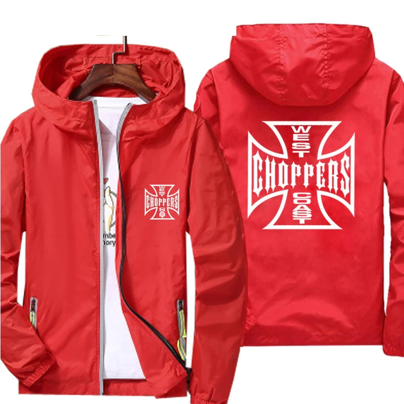 Mens West Coast Choppers Windbreaker Zipper Sports Pilot Thin Reflective Sunscreen Skin Ultra Light Jacket Coat Plus Size 7XL