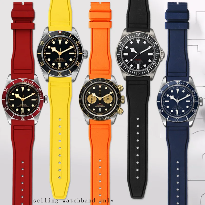 20Mm 21Mm 22Mm Buddha Bracciale In Gomma Per Tudor Blue Bay 1958 Black Gold Small Red Shield Cola Ring Timing Fluorubbe Watchband