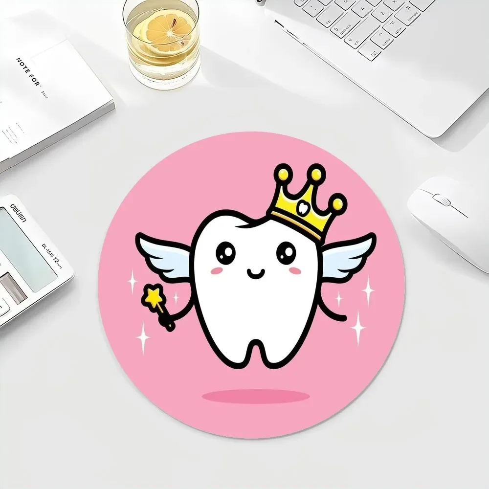 Wisdom Teeth Dentist ToothSmall Round Office Student Gaming Thickened Writing  Non-slip Cushion Mouse Pad for PC Computer Table 2