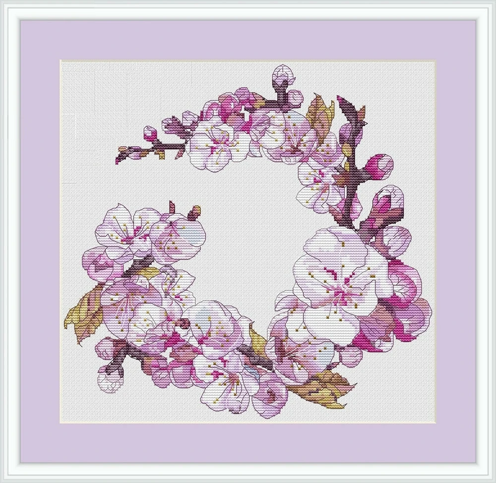 Kirsch kranz Kreuz stich, Ökologische Baumwoll faden Stickerei, Heim dekoration, Hängende Malerei, Geschenk