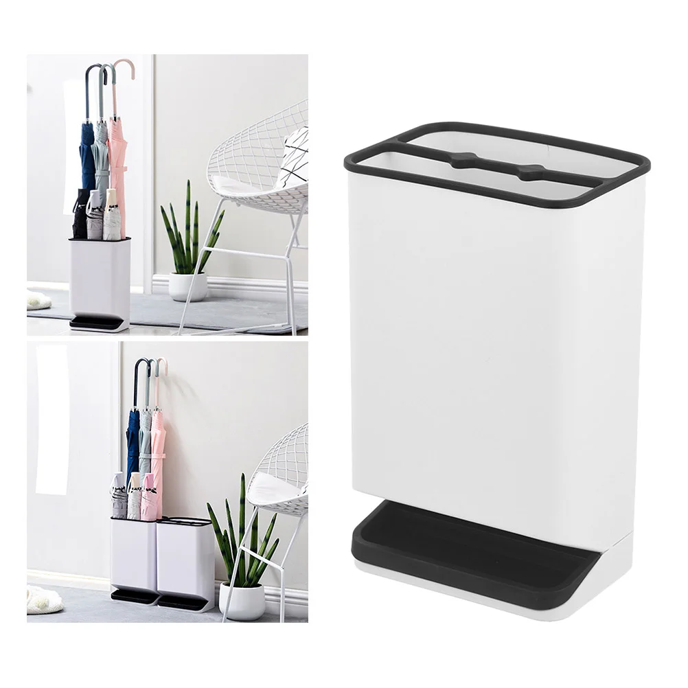 

Umbrella Holder Stand Rack Storage Entryway Indoor Bin Organizer Drain Walking Cane Standing Space Saving Tray Wet Umbrellas