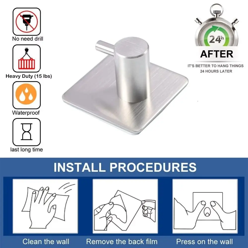 Stainless Steel Waterproof Hooks for Bathroom Kitchen