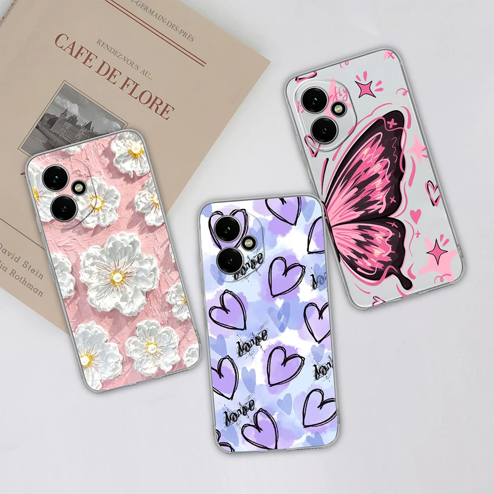 Elegant Floral Transparent Shockproof Phone Case - Soft TPU Silicone Back Cover