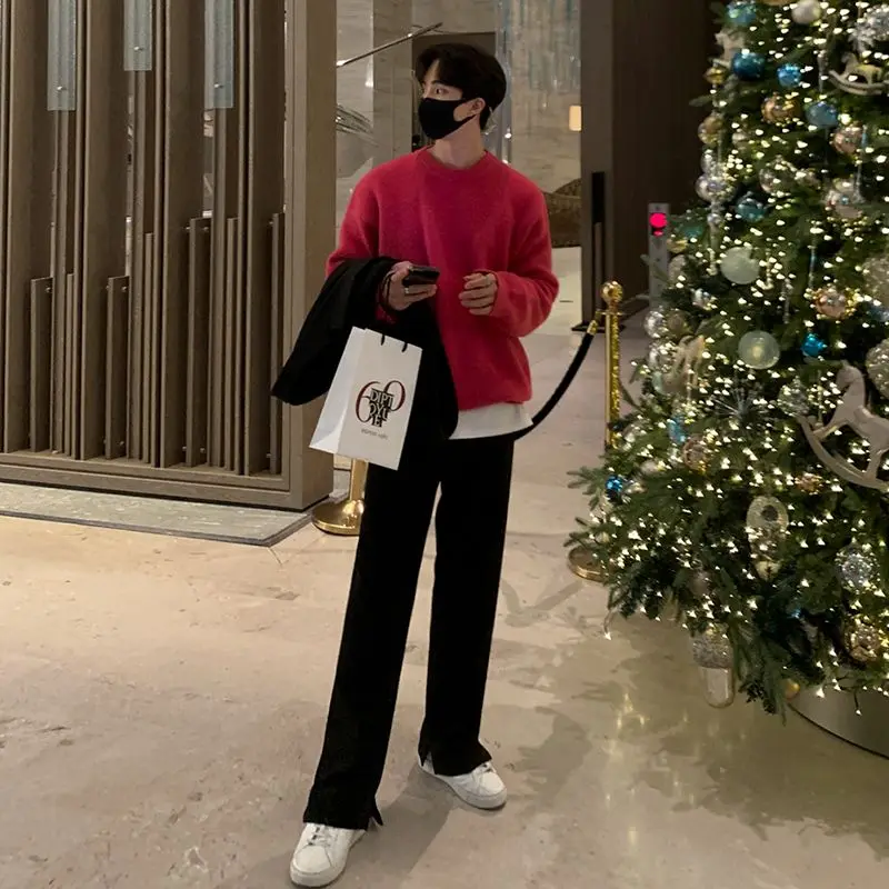 

2023 Sweater Men's Autumn Winter Cotton Thick Male Solid Color Fashion Brand Clothing Outwear Knitting Sweter Hombre C172