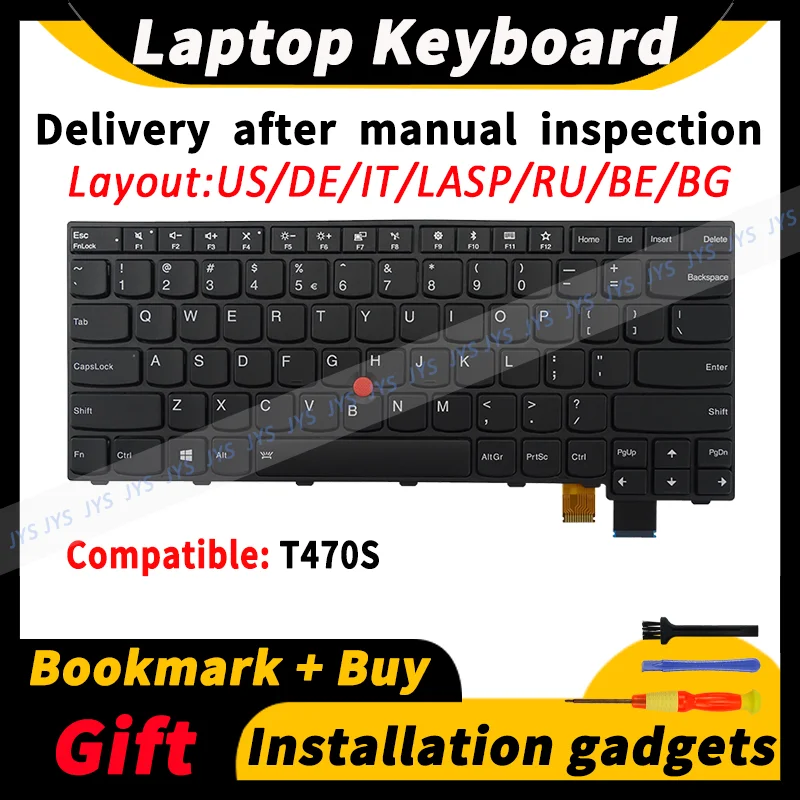Laptop Replacement Keyboard for Lenovo ThinkPad T470S 01EN682 01EN641 SN20L82077 US/DE/IT/LASP/RU/BE/BG Layout