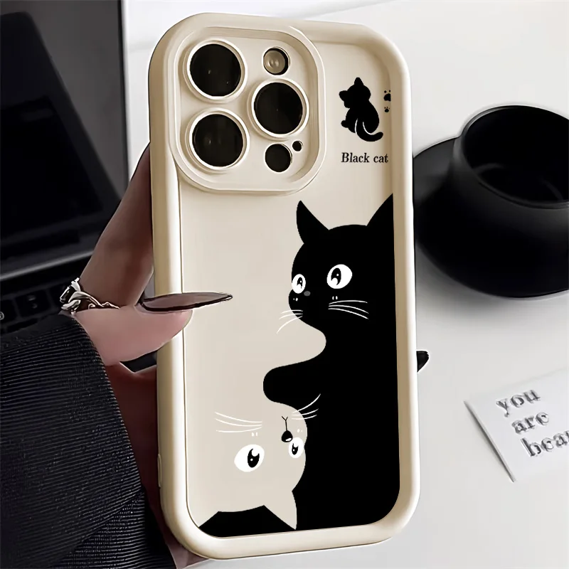 thumbnail image 1 of Soft TPU Phone Case For iPhone 13 Pro Max 11 15 14 12 XR X XS 7 8 Plus SE SE3 14promax 15promax Len Protection Cat Funda Cover, 1 of 4