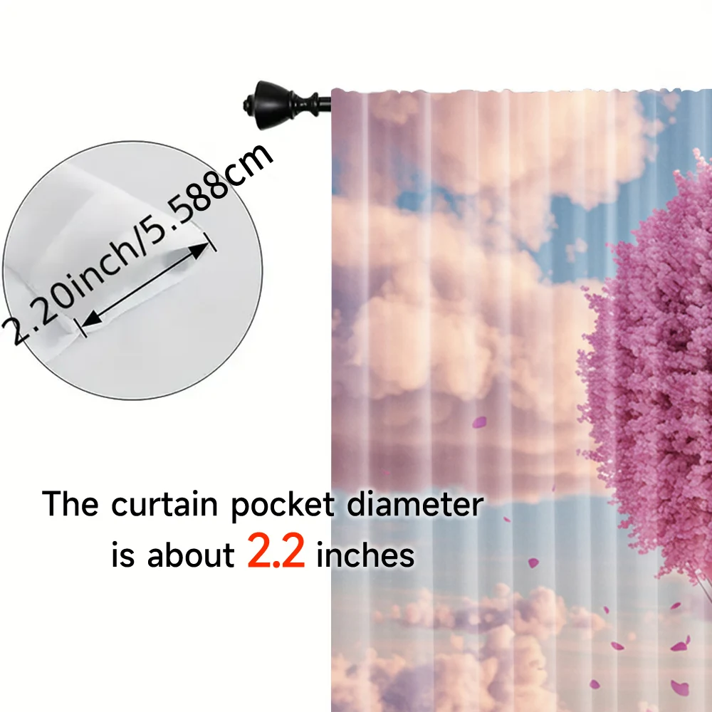 2pcs, spring summer Curtains Sakura and the man in the red dress Light Filtering Sheer Curtains Versatile Durable Polyester 5