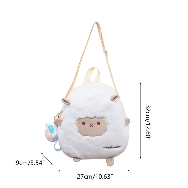 Spacious Plush Shoulder Bag Casual Backpack School Daypack for Work and Travel E74B