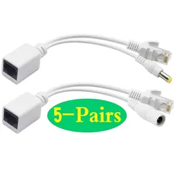 Enhanced Dual PoE Injector & Splitter Kit with RJ45 Ethernet and DC Power Adapter - 5 Pack (White)