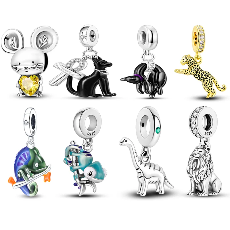 

Hot Sell 925 Sterling Silver Spring New Animal Charm Fits Pandora Bracelet Diy Jewelry Making Butterfly Firefly Chameleon Charms