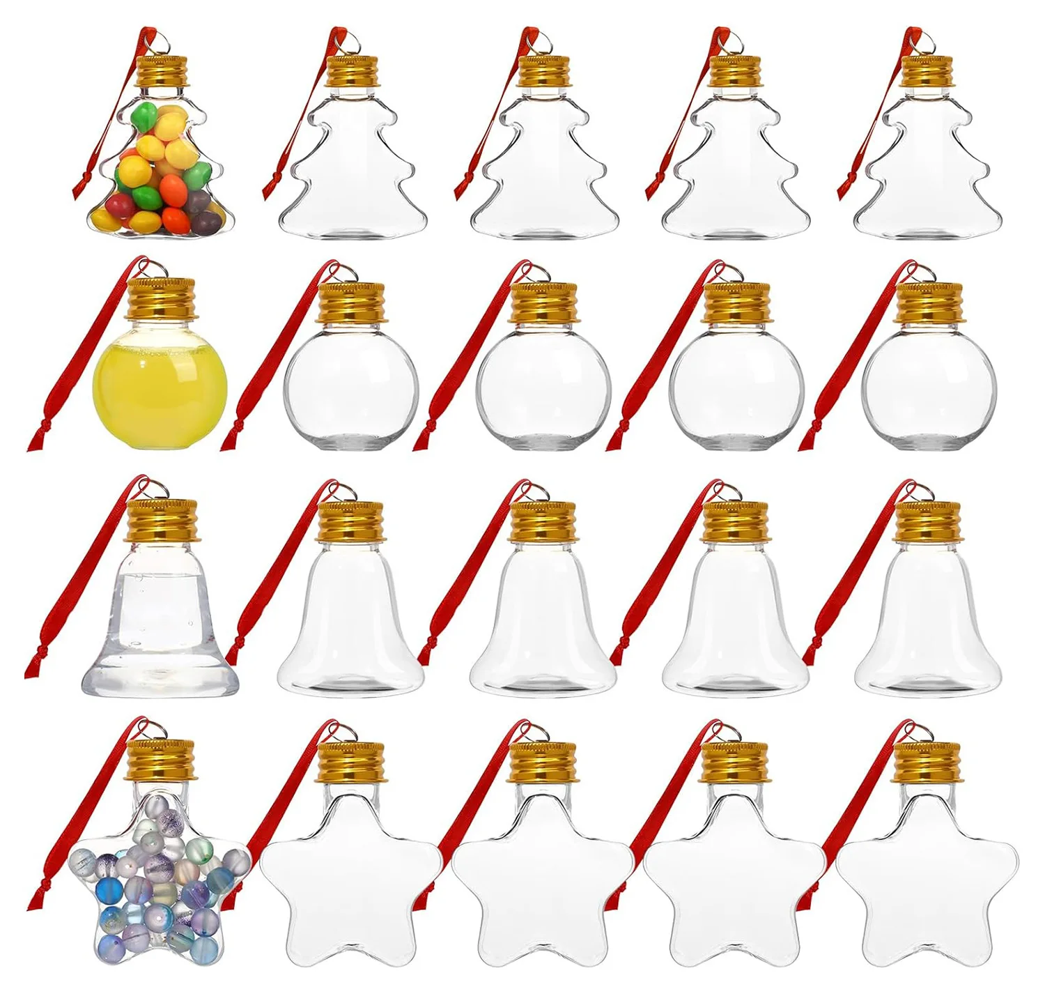 1Pc Clear Plastic Christmas Ball Bottle Filled Ornament Xmas Tree Hanging Pendant Xmas Party Home Decor Gift for Drink Juice 2