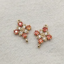  New Arrival! 20x14mm 50pcs Cubic Zirconia Charm Flower Connector For Handmade Necklace/Earrings DIY Parts,Jewelry Accessories 