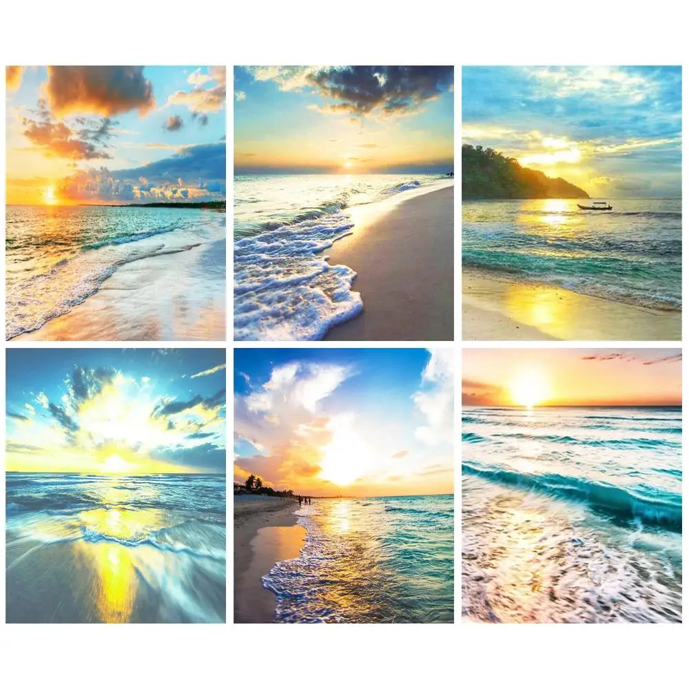 

PhotoCustom Modern Painting By Number Ocean Scenery Handpainted Drawing On Canvas Painting By Number Painting Wall Art