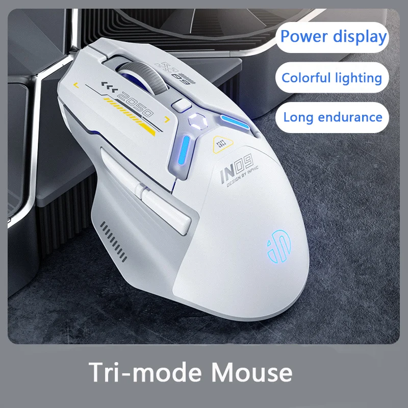 Tri-mode sem Fio Bluetooth Mouse Luminoso Tipo-c Carregamento Mouse de Jogos Profissional para Computador Office Gamer In9